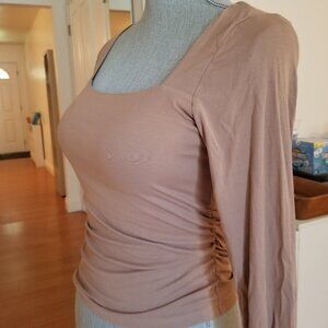 New! "Naked Sensation" Eco-SkinKiss® Square Neck Ruched Brami Top (M) (Taupe)
